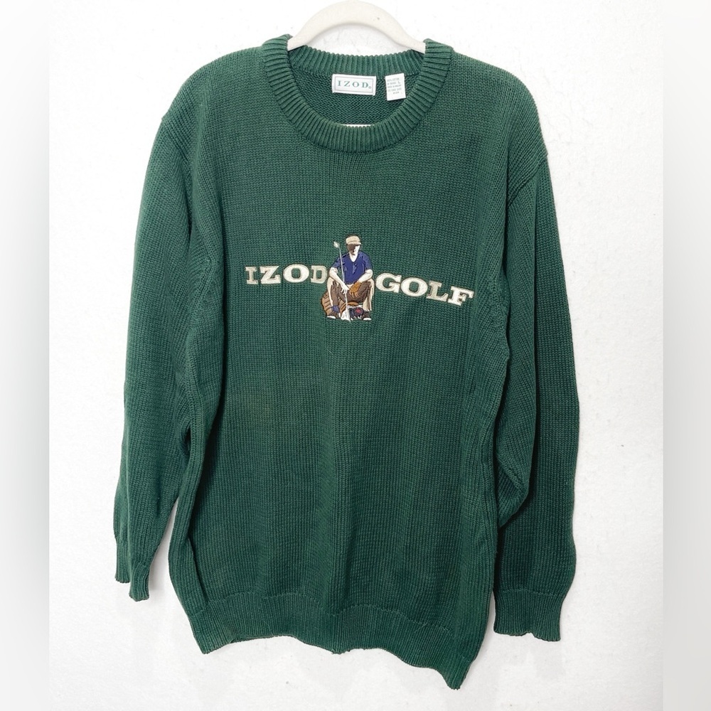 IZOD Vintage Embroidered Golf Sweater 100% Cotton 90’s Preppy Grandpa Sweater